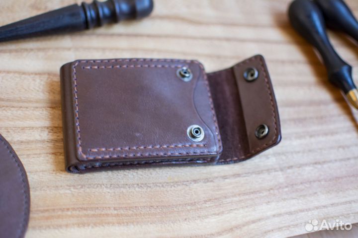 Компактный кошелек из натуральной кожи