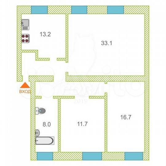 3-к. квартира, 100 м², 5/5 эт.