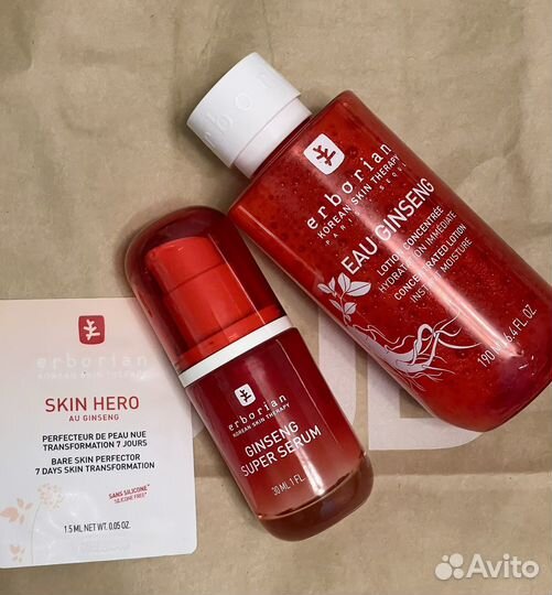 Сыворотка и лосьон erborian ginseng