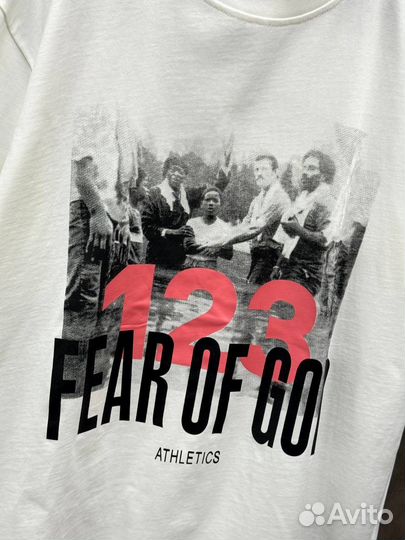 Футболка RRR 123 x Fear of God белая оверсайз