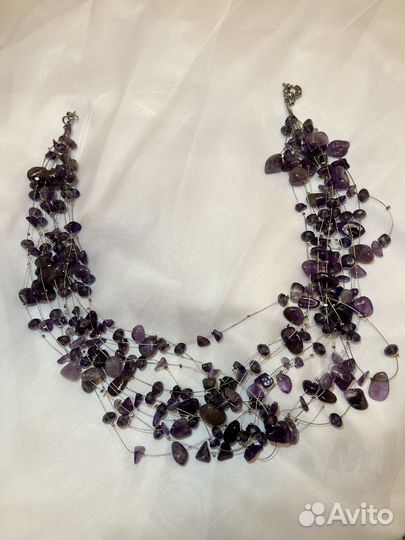 Бусы из Аметиста и Малахита