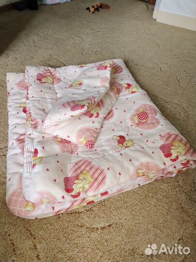 Одеяло детское 110*140 +подушка наполнитель шерсть
