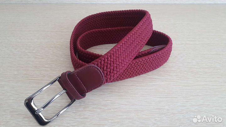 Ремень плетеный Бордовый
