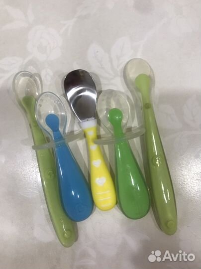 Тарелка из бамбука и ложечки для прикорма