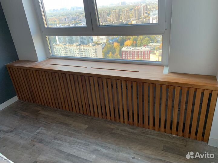 Подоконник деревянный с экраном