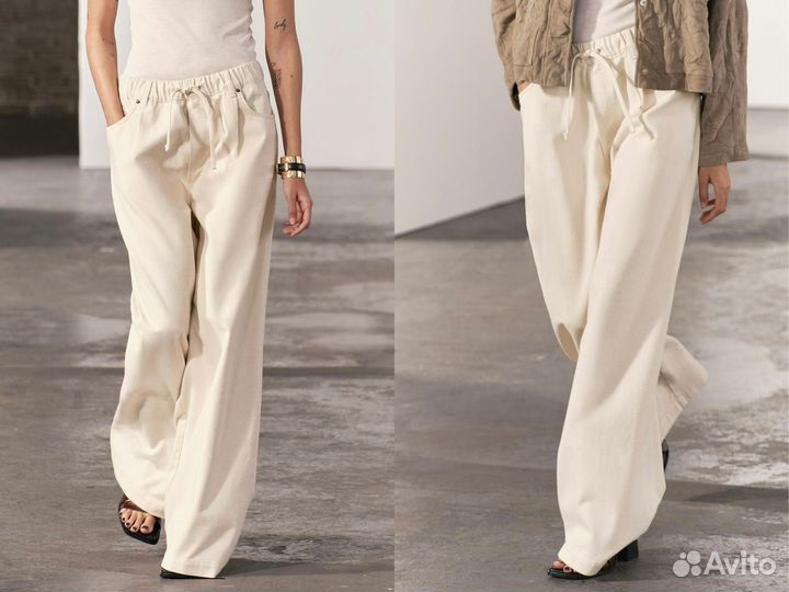 Новые джинсы zara 34 S женские бежевые