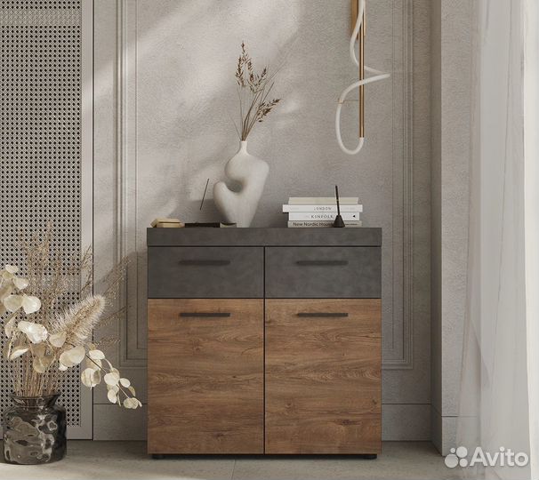 Тумба Брауни KOM2D2S, матера/дуб канзас