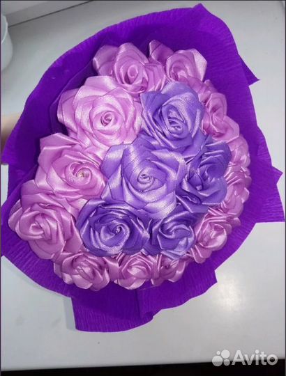 Букет роз из атласных лент своими руками