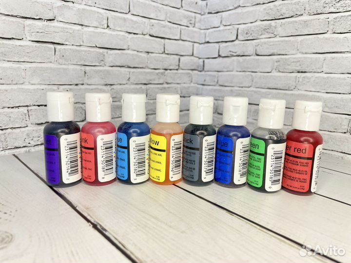 Краски сияющие Airbrush Chefmaster, 8 цветов