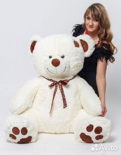 Мягкая плюшевая игрушка мишка Тони 150 см молочный