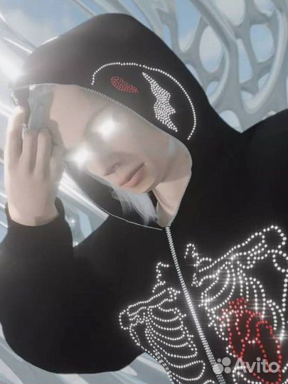 Зип худи со стразами y2k