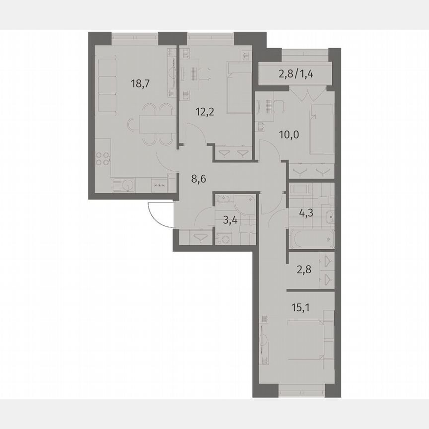 3-к. квартира, 76,5 м², 3/11 эт.