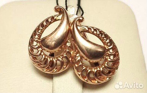 Золотые серьги 585 пробы без камней