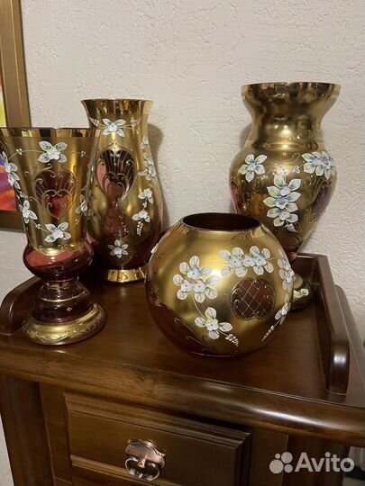 Вазы из цветного стекла чехия