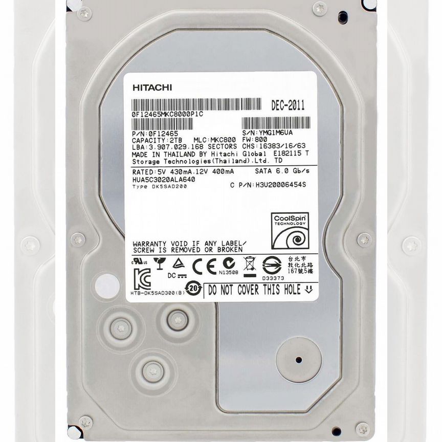 [H3U20006454S] Жесткий Диск Hitachi 2tb 7200 Sata3 H3u20006454s