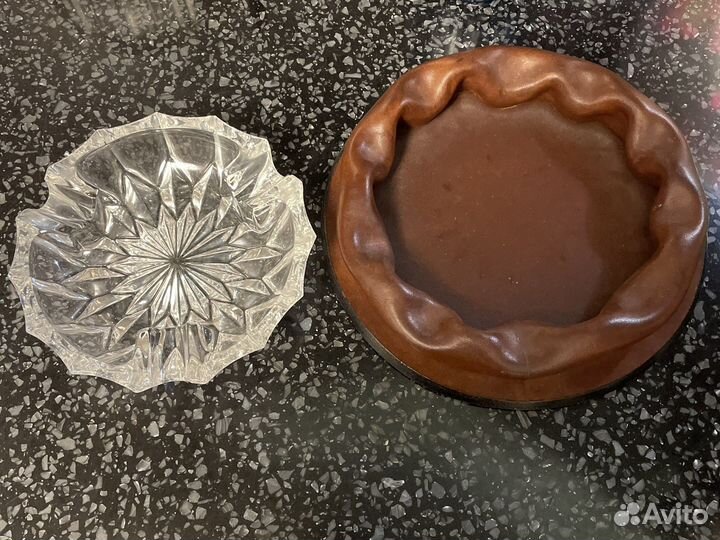 Пепельница хрусталь кожа