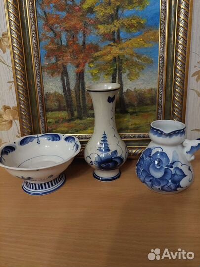 Гжель, новая. Вазы, конфетницы.Можно на подарок