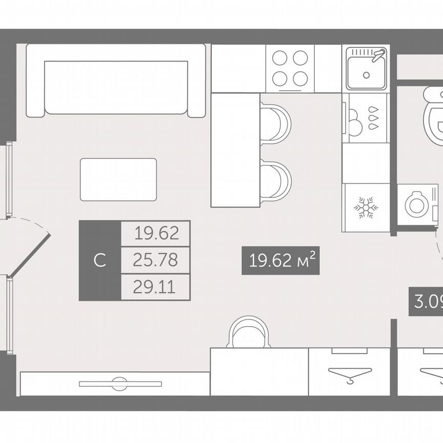 Квартира-студия, 29,1 м², 4/10 эт.