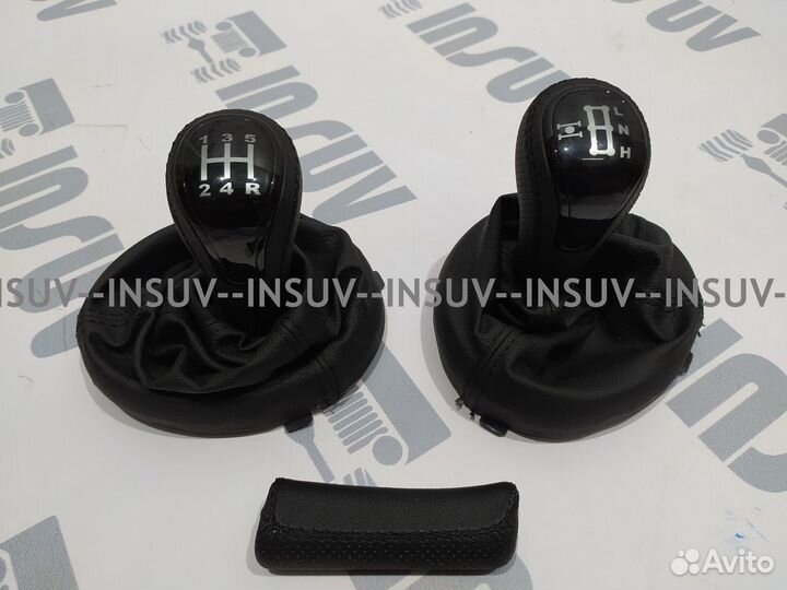 Люкс ручки кпп в коже Шеви Нива (черн. нить) черн