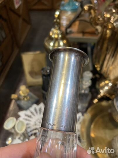 Графин антикварный, серебро, хрусталь, до 1917г