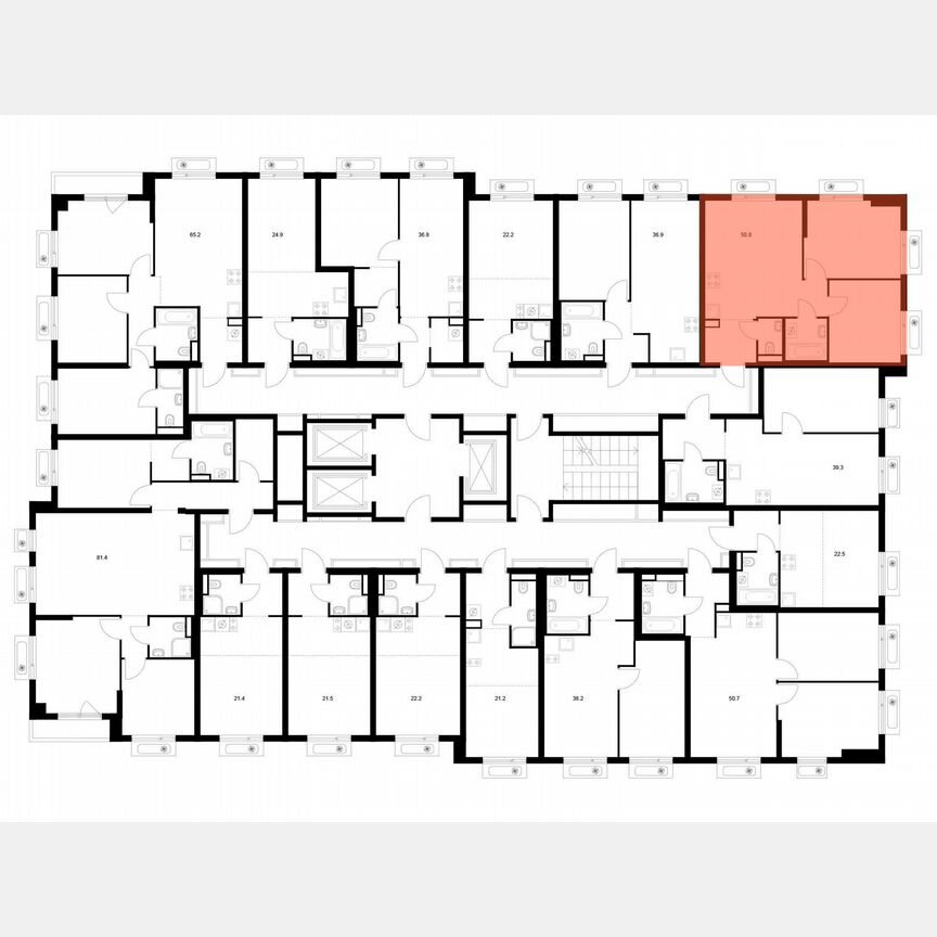 2-к. квартира, 50,8 м², 2/18 эт.