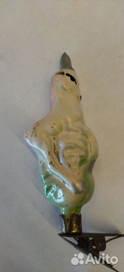 Ёлочная игрушка серебряное копытце.стекло, сказка