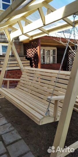 Качели садовые деревянные