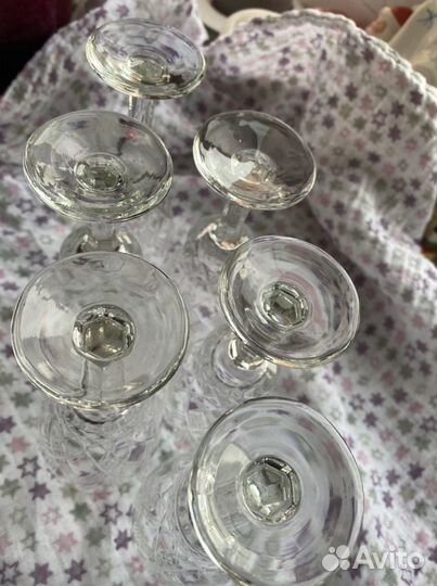 Набор из 6 рюмок в технике алмазной грани,хрусталь
