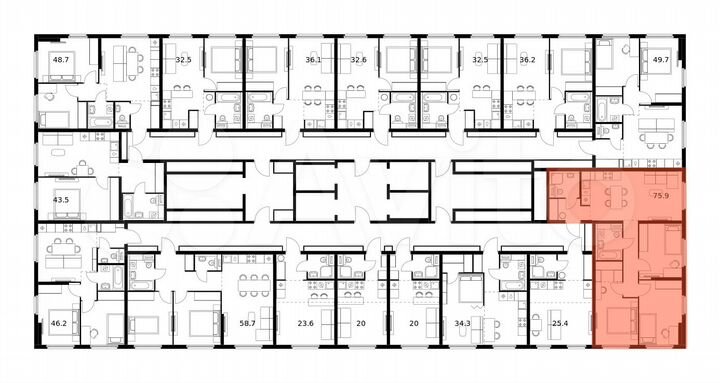 3-к. квартира, 75,9 м², 9/25 эт.