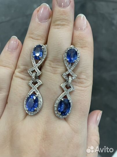Серьги с сарфирами и бриллиантами МГУ