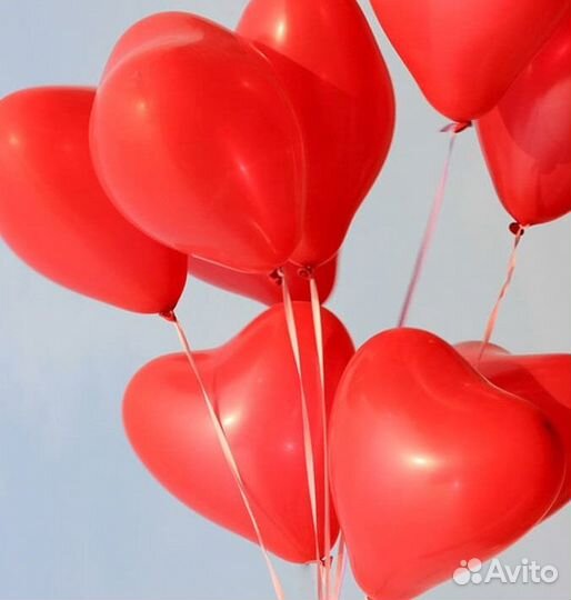 Шар с гелием 001 'Красный, в форме сердца'