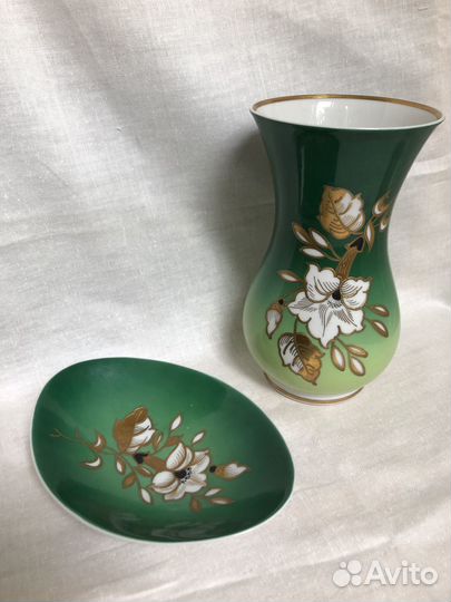 Фарфоровая ваза и тарелочка винтаж ГДР