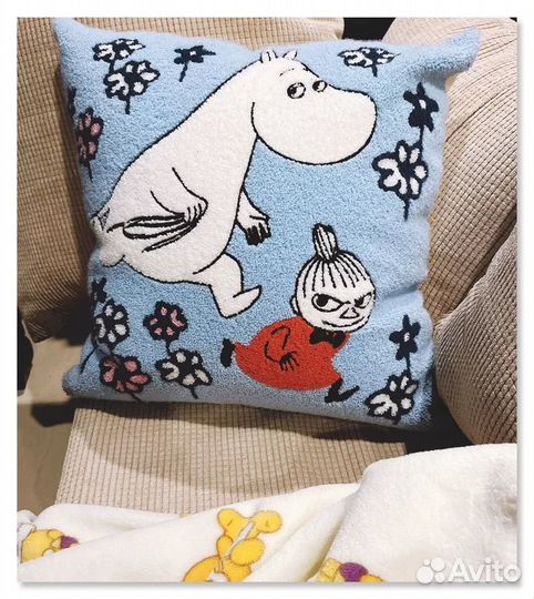 Наволочка махровая с вышивками Муми-Тролли/Moomin