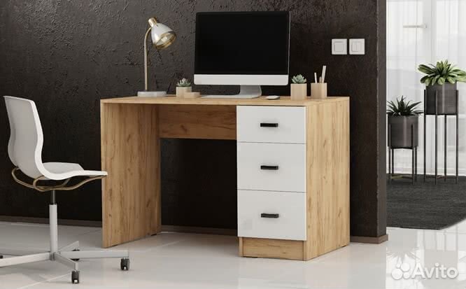 Стол письменный Стандарт (Дуб вотан/Белый глянец)