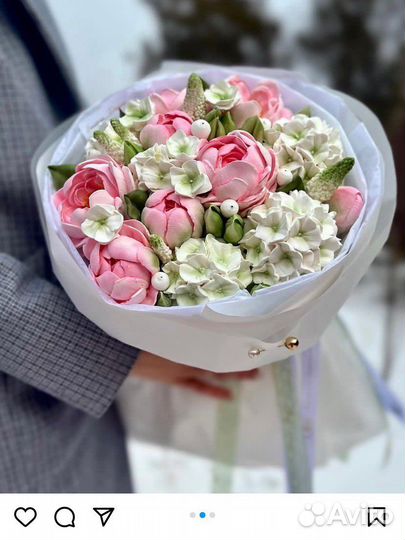 Зефирный букет, зефирные цветы, цветы из зефира