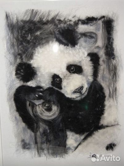 Шерстяная акварель малыш Панда