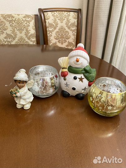 Подсвечник новогодний и ангел подарок