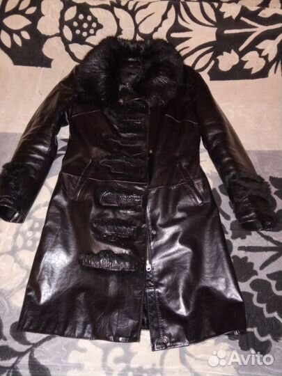 Кожаное пальто женское натуральное 42-44
