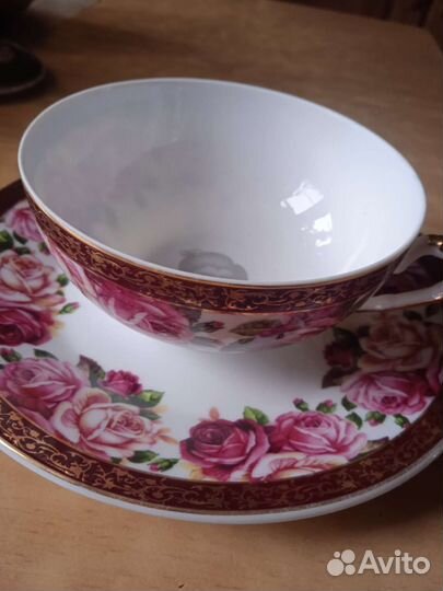 Чашка с блюдцем тонкий фарфор