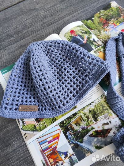 Летний комплект мини сумочка и шапка бини