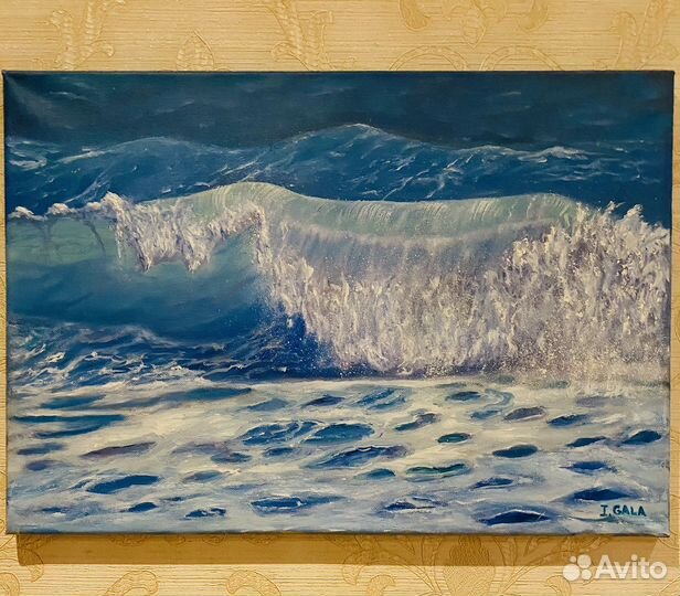 Картина с волнами масло на холсте море 38x55