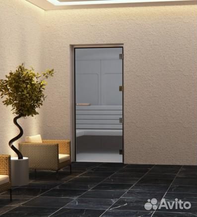 Дверь стеклянная (для турецкой парной), коробка ал