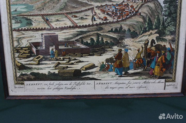 Гравюра Дербент 1705 г. Питер Шенк Старший