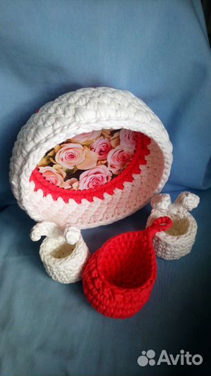 Корзина из трикотажной пряжи