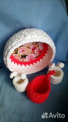 Корзина из трикотажной пряжи