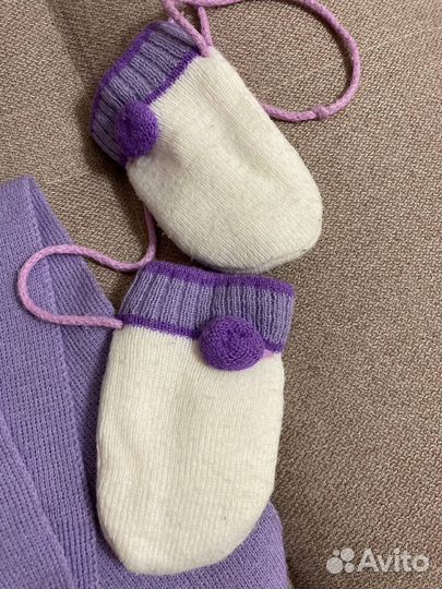 Комплект шапка, шарф и варежки