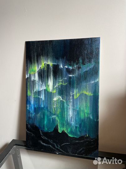 Картина на холсте акрилом Северное сияние