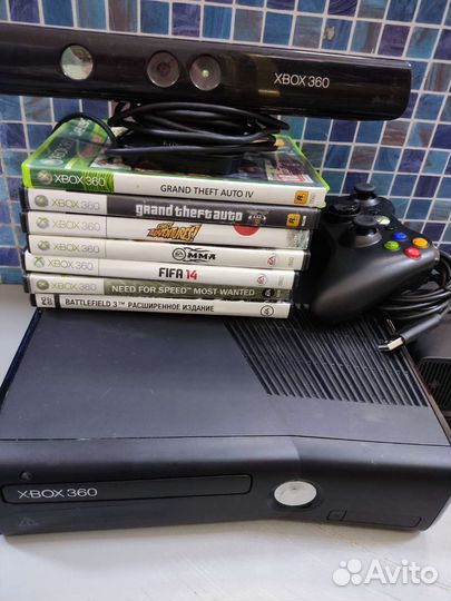 Xbox 360s 250 g hdd + kinect +игры