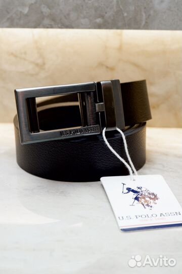 Мужской кожаный ремень polo