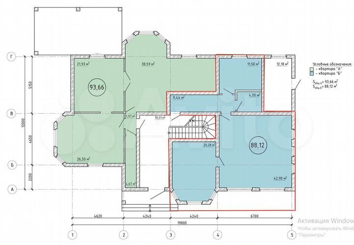 2-к. квартира, 88 м², 1/3 эт.